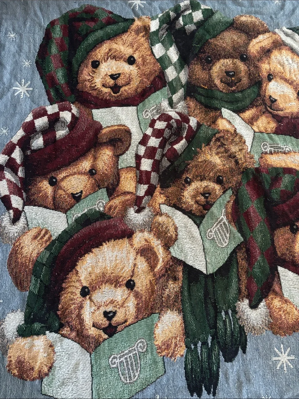 Bear Throw Blanket - Green & Red 48x54